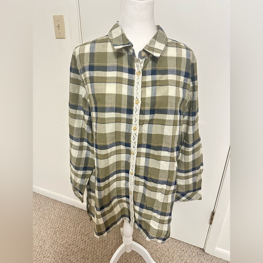 NWT Kaktus Plaid Button Down Shirt Sz XL